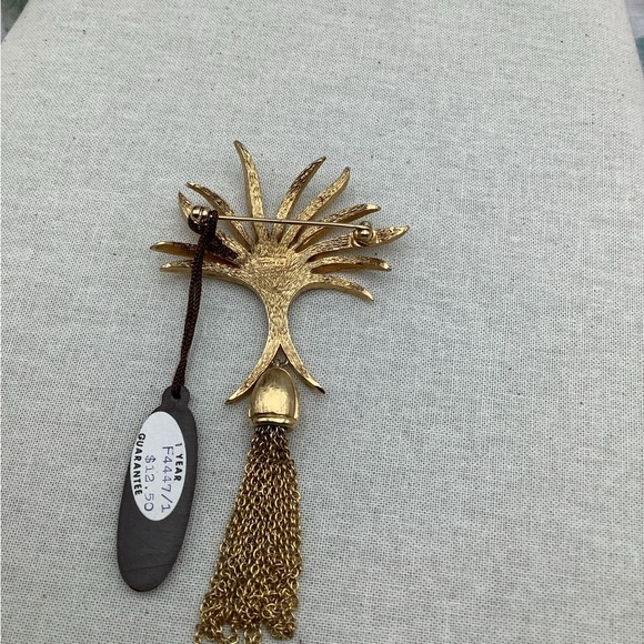 D’Orlan Mid Century Modern Tassel Gold Brooch - Picture 9 of 9
